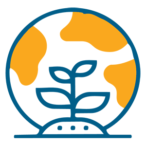 Globe - Zero Food Waste Coalition drawing of the earth with a plant growing in the foreground