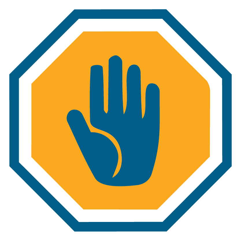 StopSign - Zero Food Waste Coalition Drawing of a hand inside an octagon signaling stop